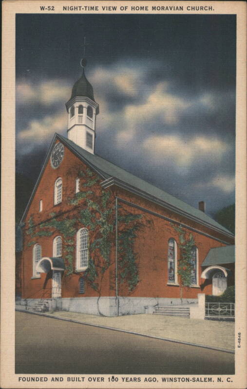 Night-Time View of Home Moravian Church Winston-Salem North Carolina