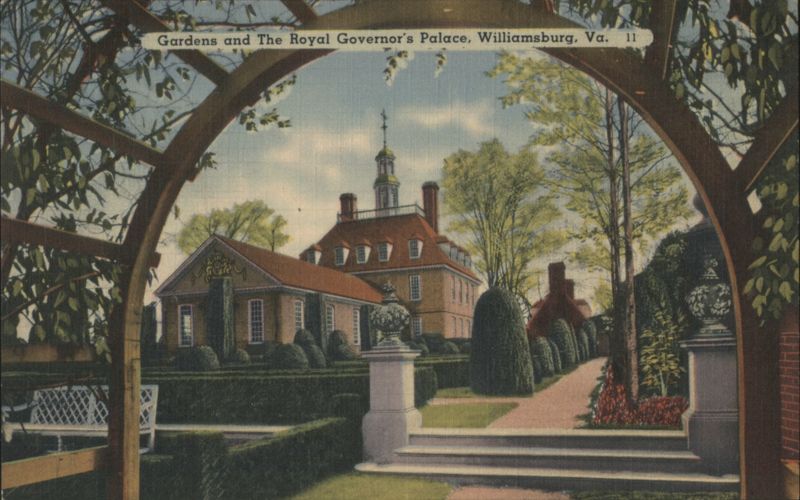 Gardens and The Royal Governor's Palace, Williamsburg, VA Virginia