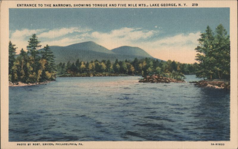 Entrance to The Narrows, Tongue and Five Mile Mountains, Lake George New York