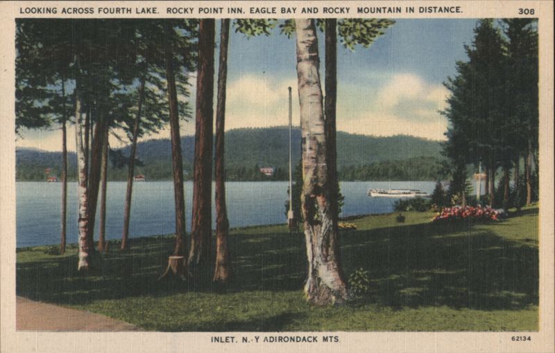 Looking Across Fourth Lake, Rocky Point Inn, Eagle Bay & Rocky Mountain Inlet New York