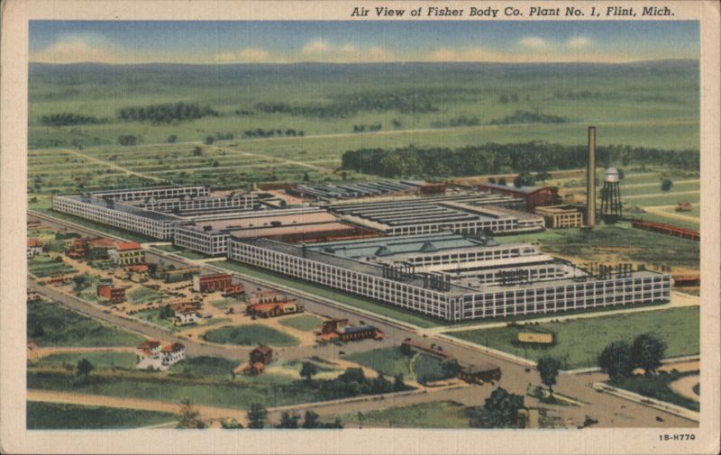 Air View of Fisher Body Co. Plant No. 1 Flint Michigan