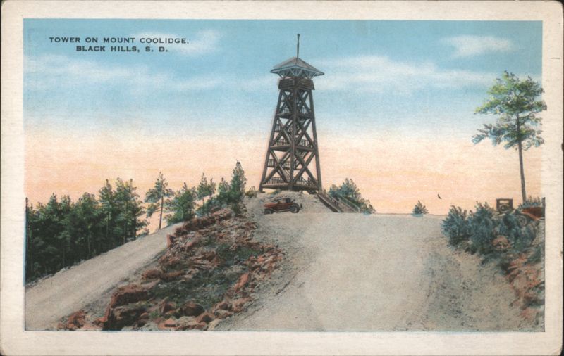 Tower on Mount Coolidge, Black Hills, S. D. South Dakota