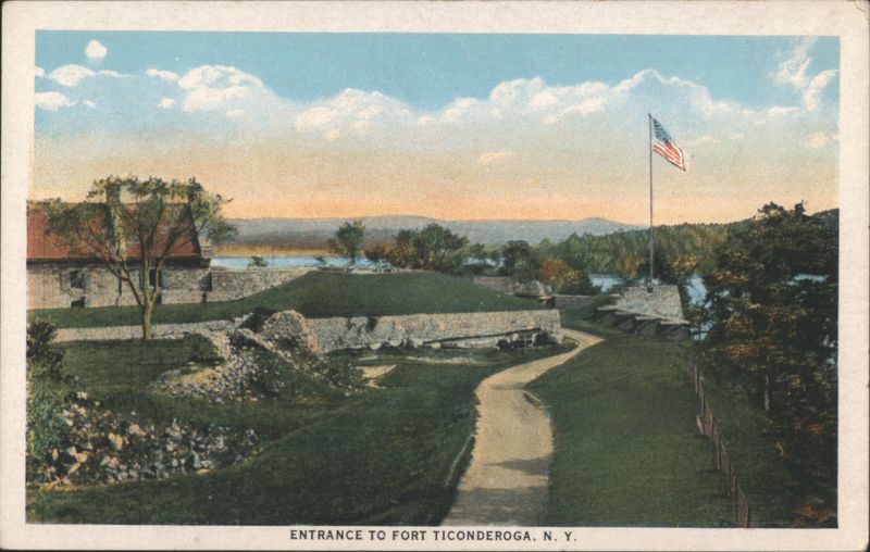 Entrance to Fort Ticonderoga, American Flag Flying New York