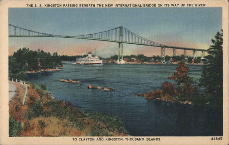 S.S. Kingston Passing Under International Bridge, Thousand Islands Clayton New York