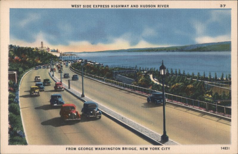 West Side Express Highway and Hudson River from George Washington Bridge New York