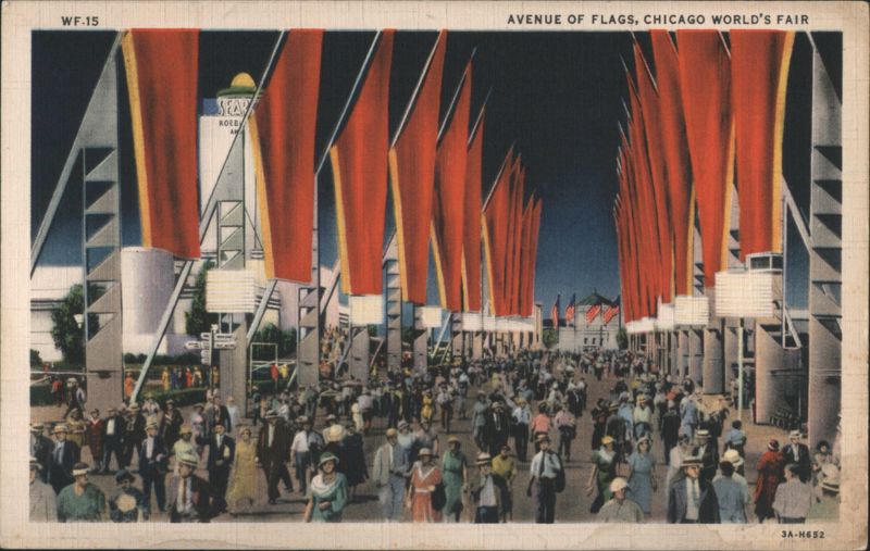 Avenue of Flags, Chicago World's Fair, Century of Progress Illinois