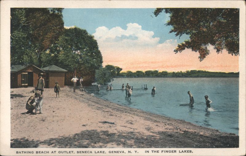 Bathing Beach at Outlet, Seneca Lake, Finger Lakes Geneva New York