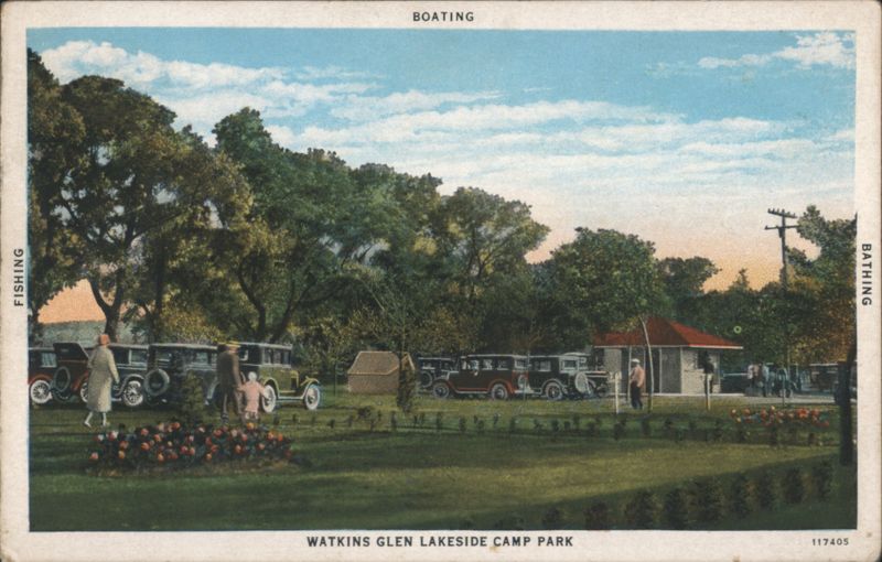 Watkins Glen Lakeside Camp Park, Boating Fishing Bathing New York