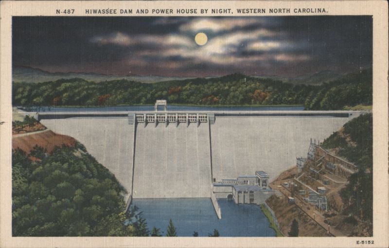Hiwassee Dam and Power House by Night, North Carolina