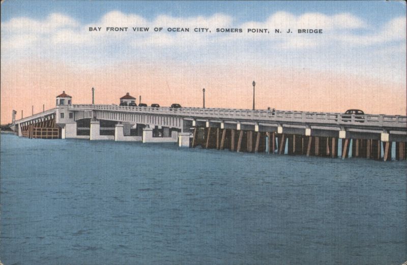 Bay Front View of Ocean City, Somers Point Bridge New Jersey