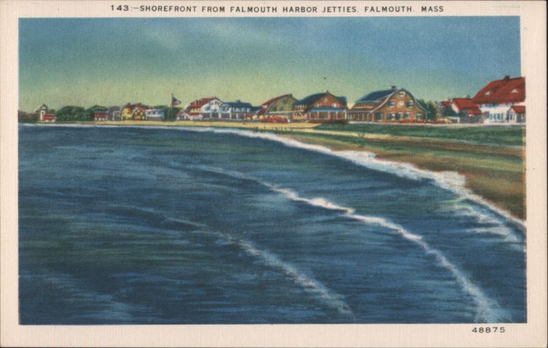 Shorefront from Falmouth Harbor Jetties Massachusetts