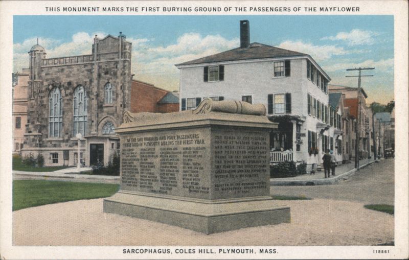Sarcophagus, Coles Hill, Mayflower Passengers Burying Ground Plymouth Massachusetts