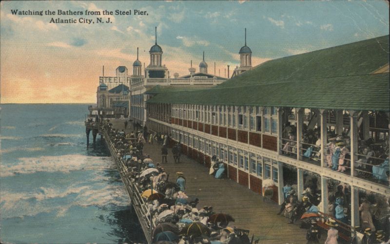 Watching Bathers from Steel Pier Atlantic City New Jersey