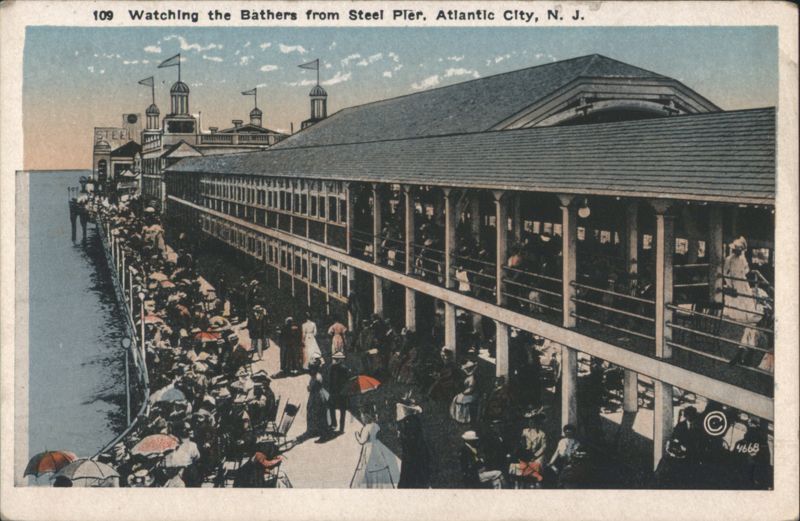 Watching the Bathers from Steel Pier, Atlantic City, N. J. New Jersey