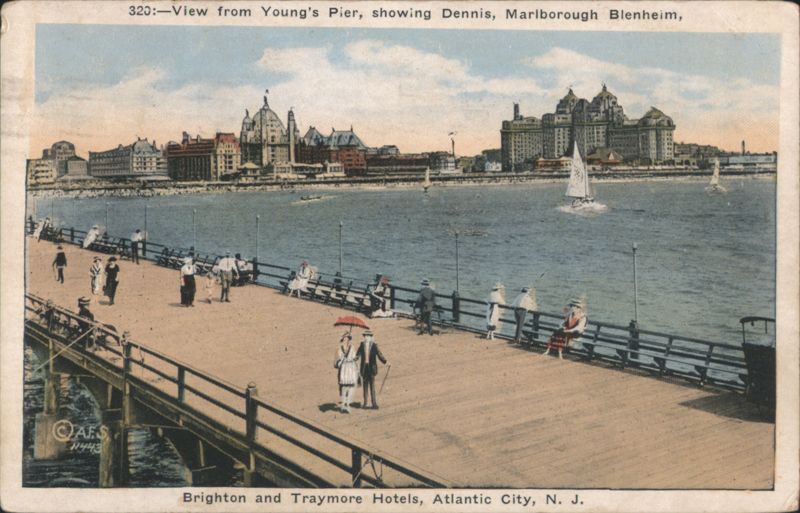 View from Young's Pier, showing Dennis, Marlborough Blenheim, Brighton and Traymore Hotels Atlantic City