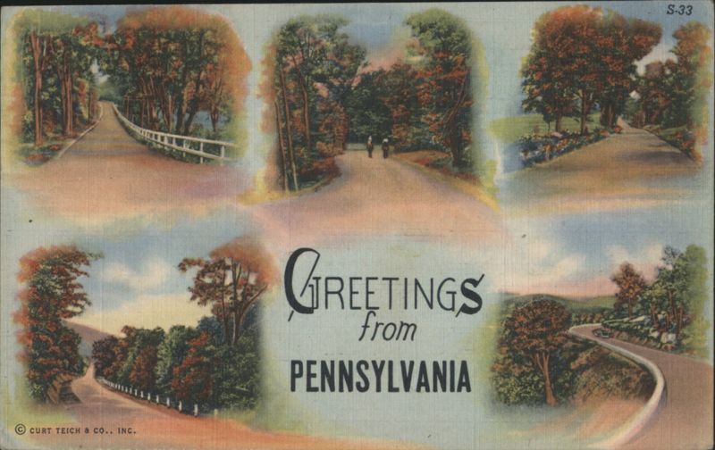 Greetings from Pennsylvania - Collage of Wooded Roads