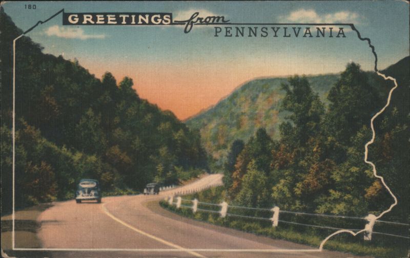 Winding Road through Mountains, Greetings from Pennsylvania