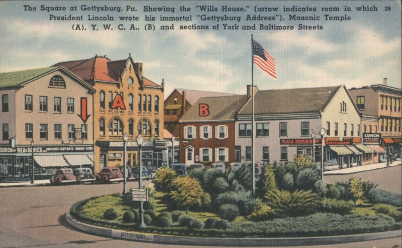 Gettysburg Square, Wills House, Masonic Temple, Y.W.C.A. Pennsylvania
