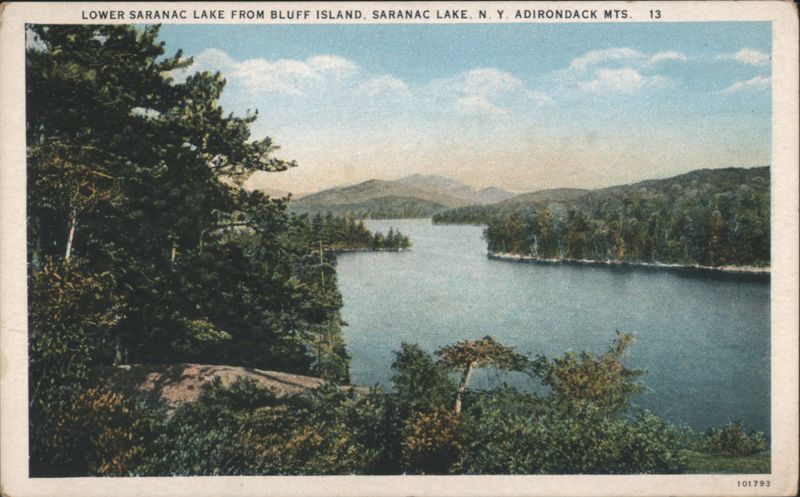 Lower Saranac Lake from Bluff Island, Adirondack Mts. New York