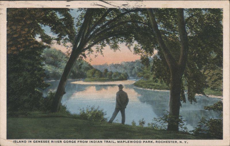 Island in Genesee River Gorge from Indian Trail Rochester New York