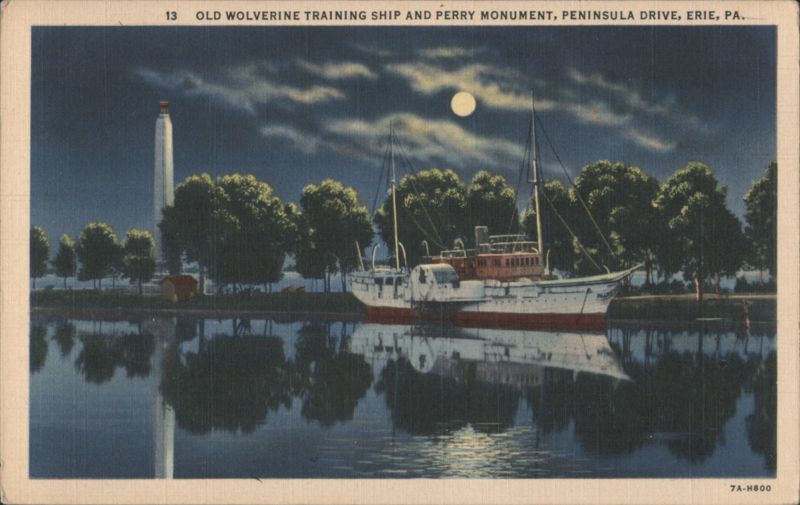 Old Wolverine Training Ship and Perry Monument, Peninsula Drive Erie Pennsylvania