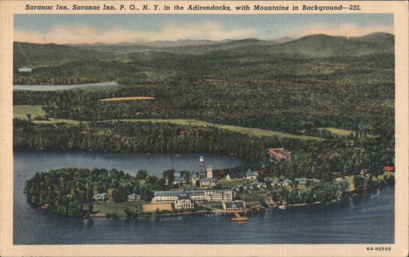 Saranac Inn, Adirondacks, with Mountains in Background New York