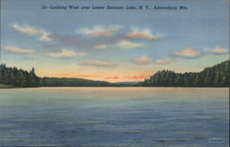 Looking West over Lower Saranac Lake, Adirondack Mts. New York