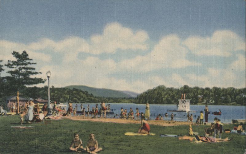 Municipal Beach and Lake Flower, Saranac Lake New York