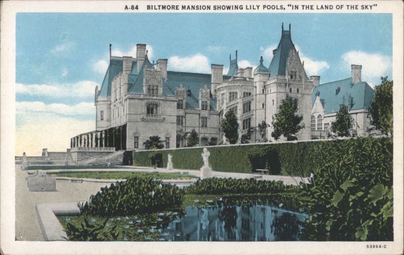 Biltmore Mansion Showing Lily Pools, In the Land of the Sky Asheville North Carolina