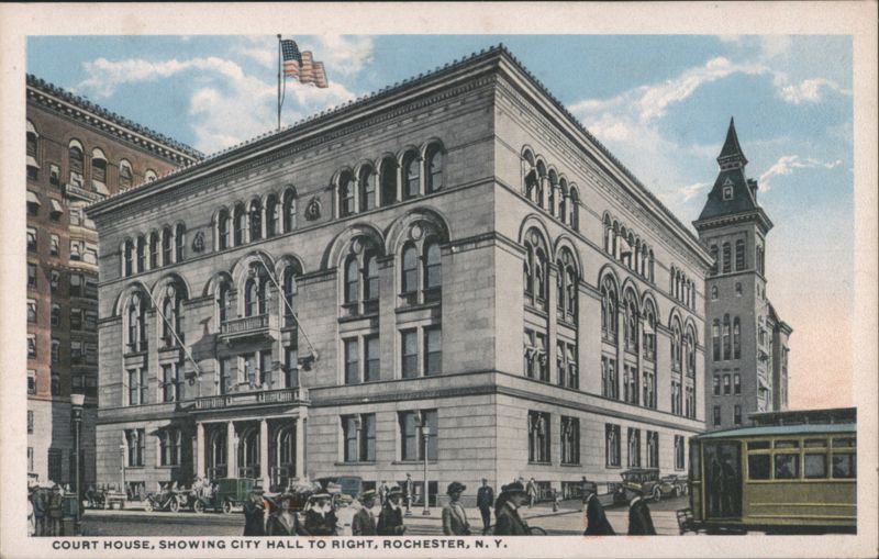 Court House, Showing City Hall to Right, Rochester New York