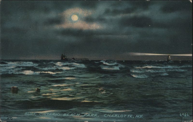 Surf, Ontario Beach Park, Charlotte, NY - Moonlight Lighthouse New York