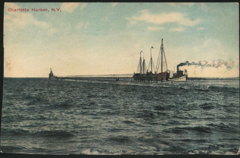Charlotte Harbor, Steamship and Lighthouse New York