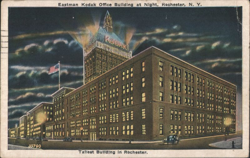 Eastman Kodak Office Building at Night, Rochester, NY New York