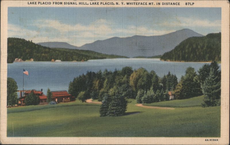 Lake Placid from Signal Hill, Whiteface Mt. in Distance New York