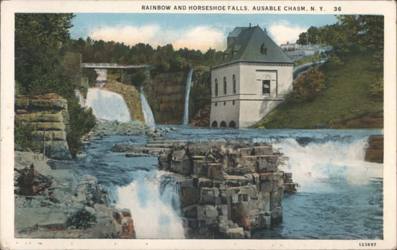 Rainbow and Horseshoe Falls, Ausable Chasm, NY New York