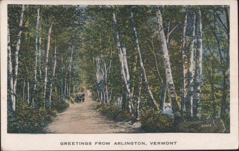 Tree-Lined Road with Car, Arlington, VT Vermont