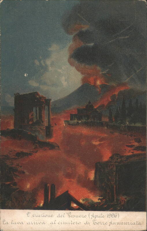 Vesuvius Eruption 1906, Lava at Torre Annunziata Cemetery Italy
