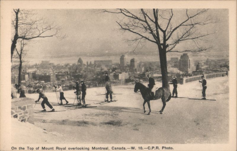 Skiers on Mount Royal overlooking Montreal Canada Misc. Canada
