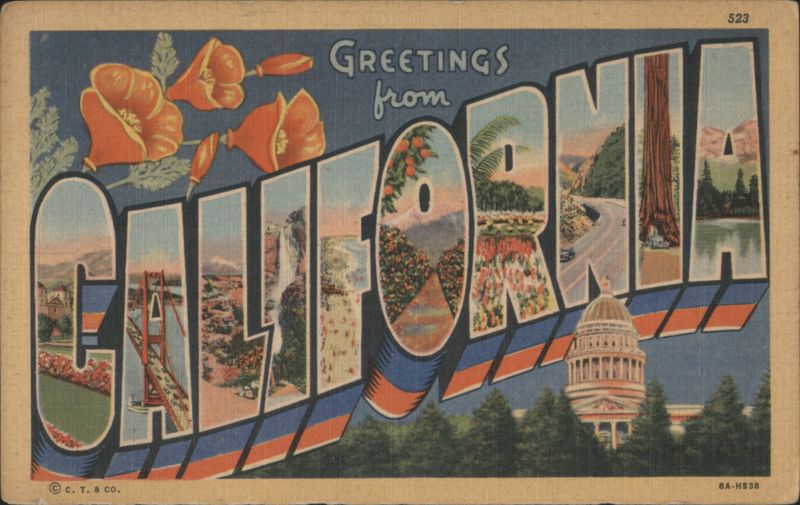 Greetings from California Large Letter Linen