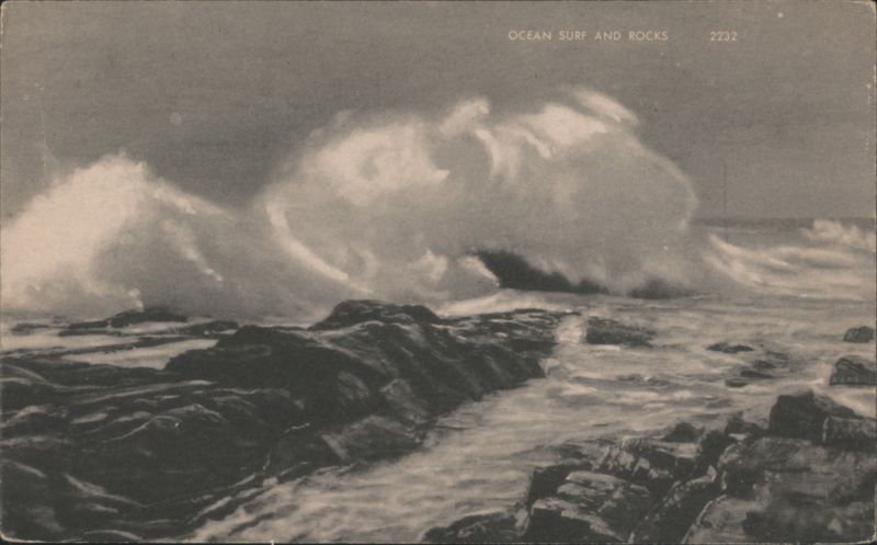Ocean Surf and Rocks, Crashing Waves Seascape Scenic