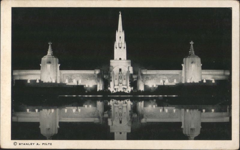 Towers of East, Arch of Triumph, Tower of the Sun reflected San Francisco California