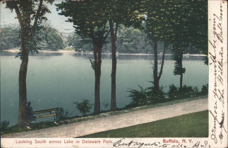 Looking South across Lake in Delaware Park Buffalo New York
