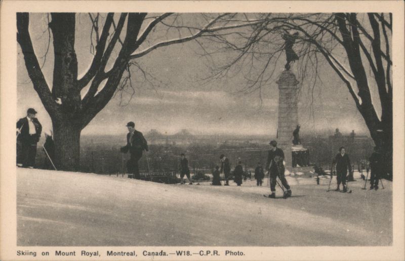 Skiing on Mount Royal with Monument View Montreal QC Canada