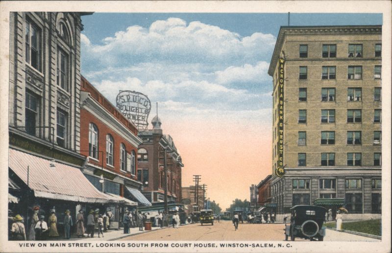 Main Street, Looking South from Court House, Wachovia Bank Winston-Salem North Carolina