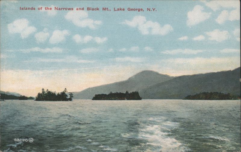 Islands of the Narrows and Black Mt., Lake George New York