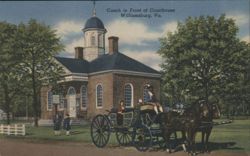 Coach in Front of Courthouse, Williamsburg, VA Postcard