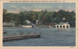 Public Park and Lambs Boat Livery, Bolton Landing, Lake George Postcard