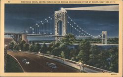George Washington Bridge & Hudson River at Night Postcard