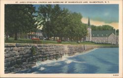 St. James Episcopal Church and Shoreline of Skaneateles Lake Postcard