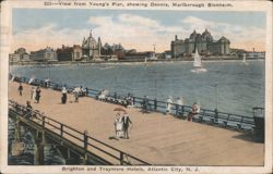 Atlantic City NJ Young's Pier View Hotels Vintage Postcard Postcard